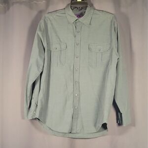 Bruno New York Men's Big & Tall LT Solid Green Woven Cotton/Poly Button-Up